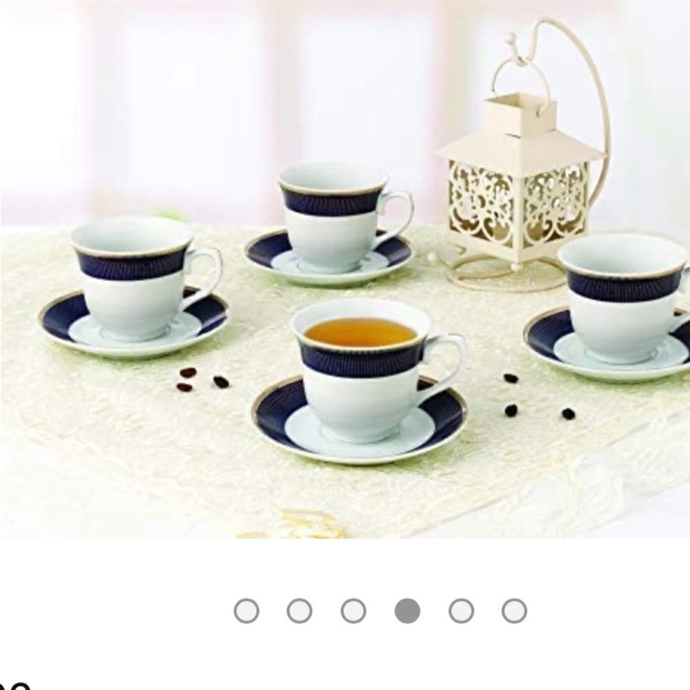Lorren Home Trends Midnight set of 4 teacups & 4 saucers.